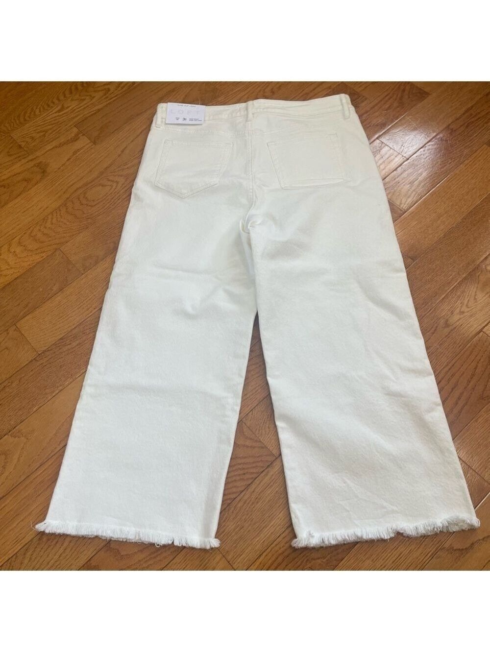 Ann Taylor LOFT High Waist Wide Leg Crop Jeans White Size 12P/31 - Picture 8 of 13